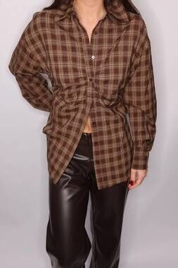 NEW BLUE BLUSH blair button up shirt in brown